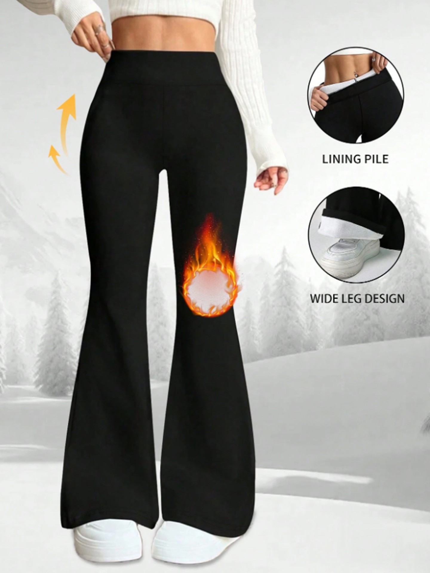 Fleece-lined Flared Gym Pants