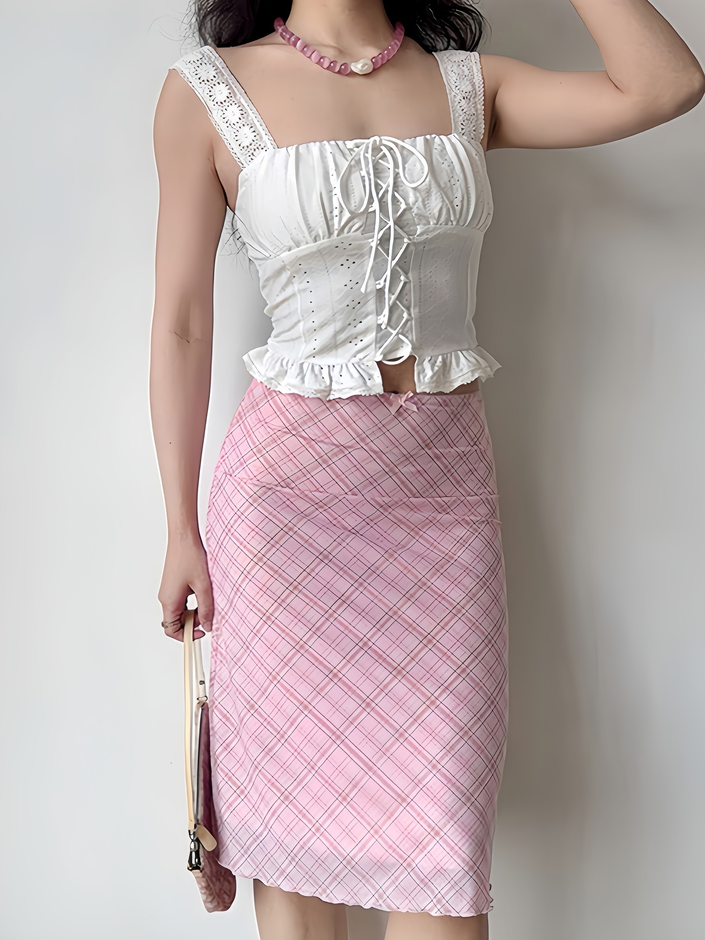 Plaid Straight Skirt
