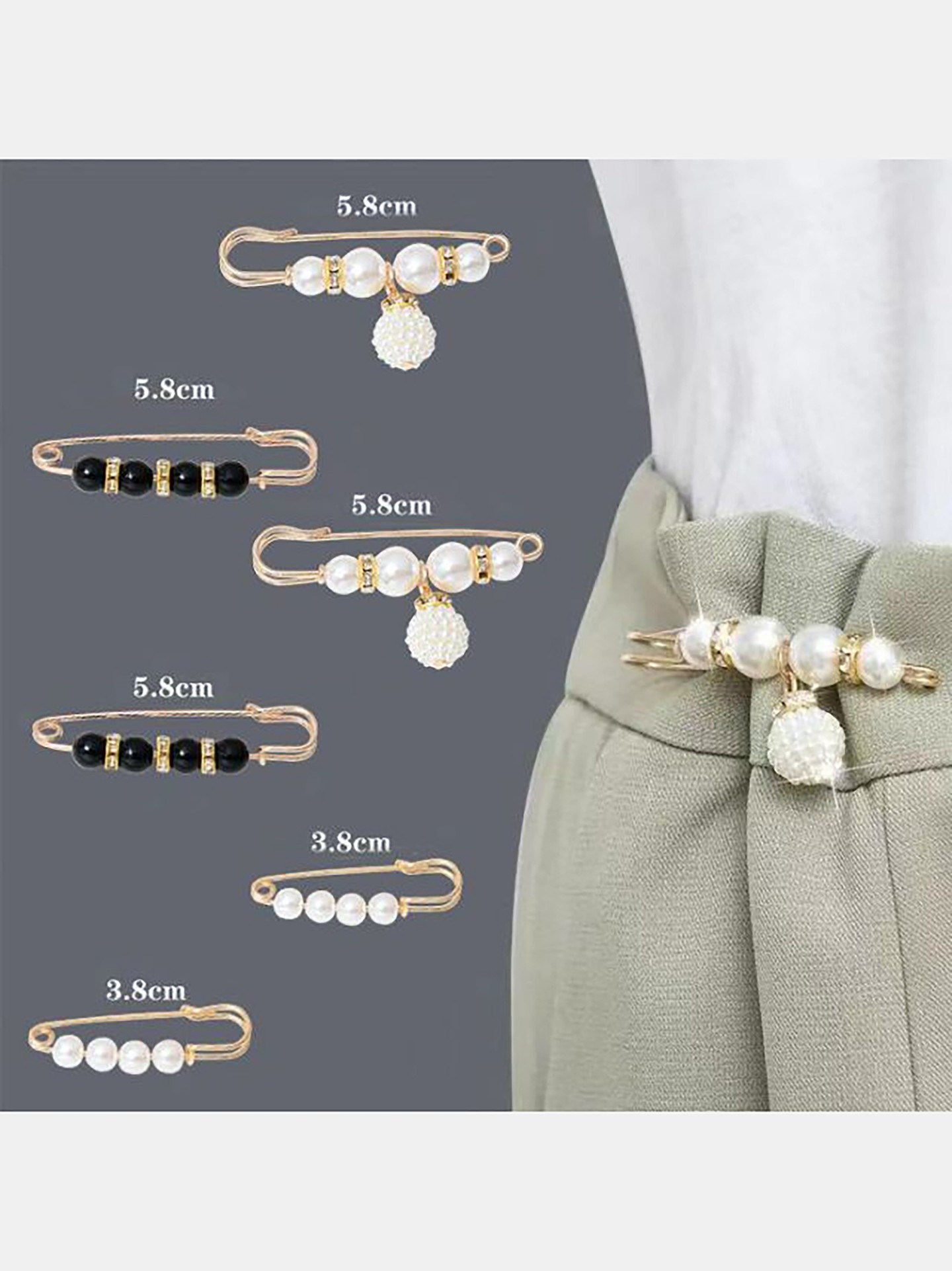 6pcs Pearl Clothing adjuster