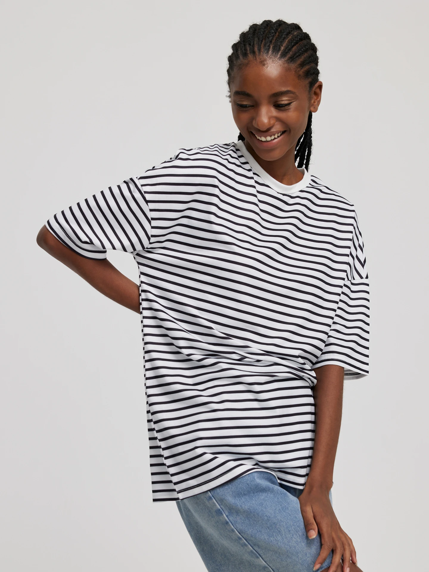 トップス STRIPED MASSIVE T-SHIRT WITH DRAWSTRINGS Striped Oversized T-shirt | Savana | Bestsellers