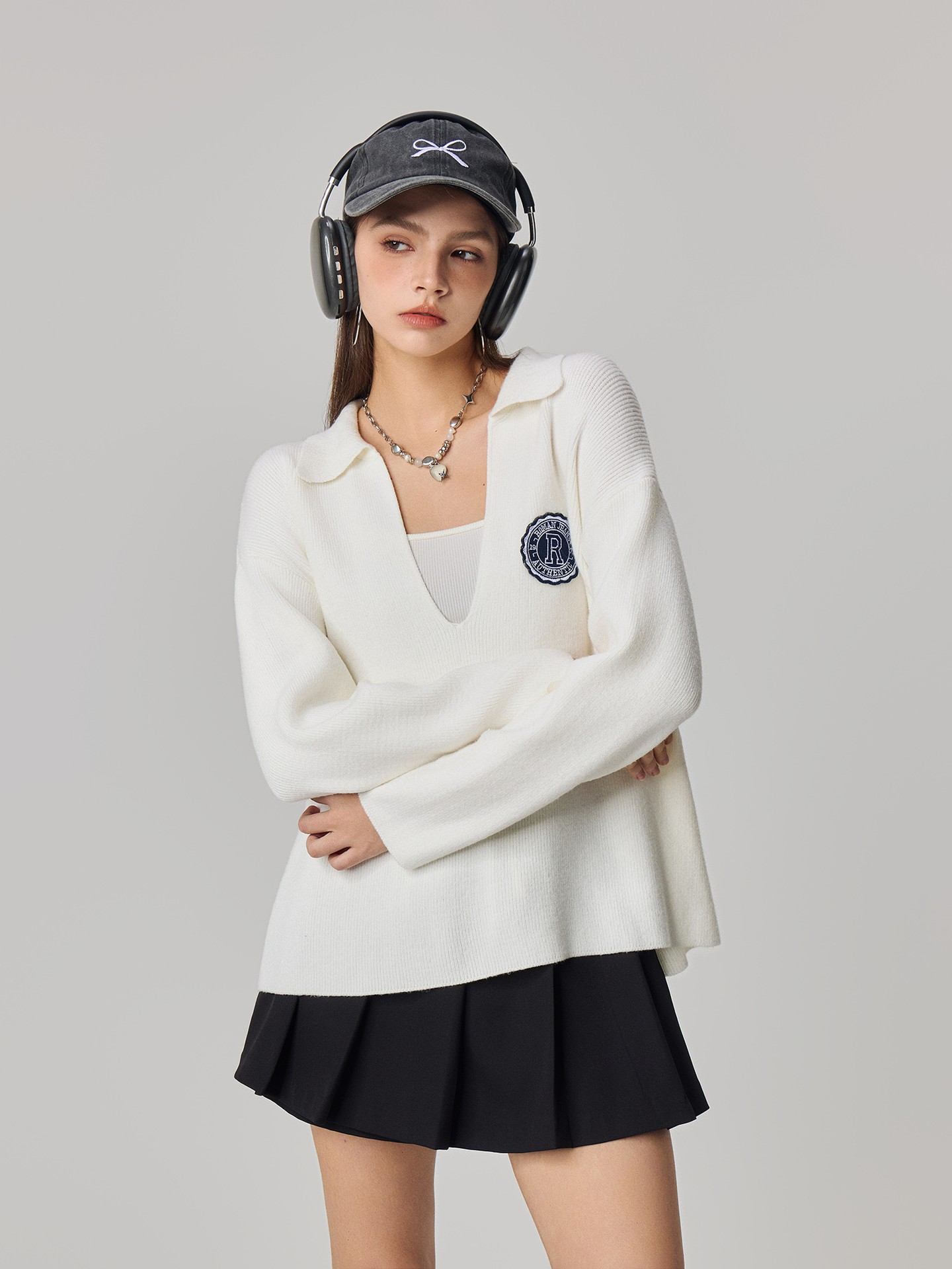 Patched Knit Pullover