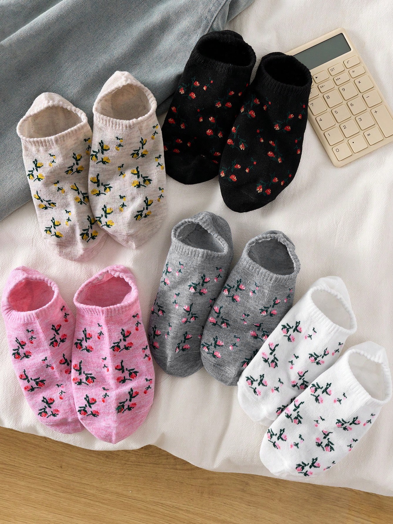 5Pairs Of Flowers Ankle Socks