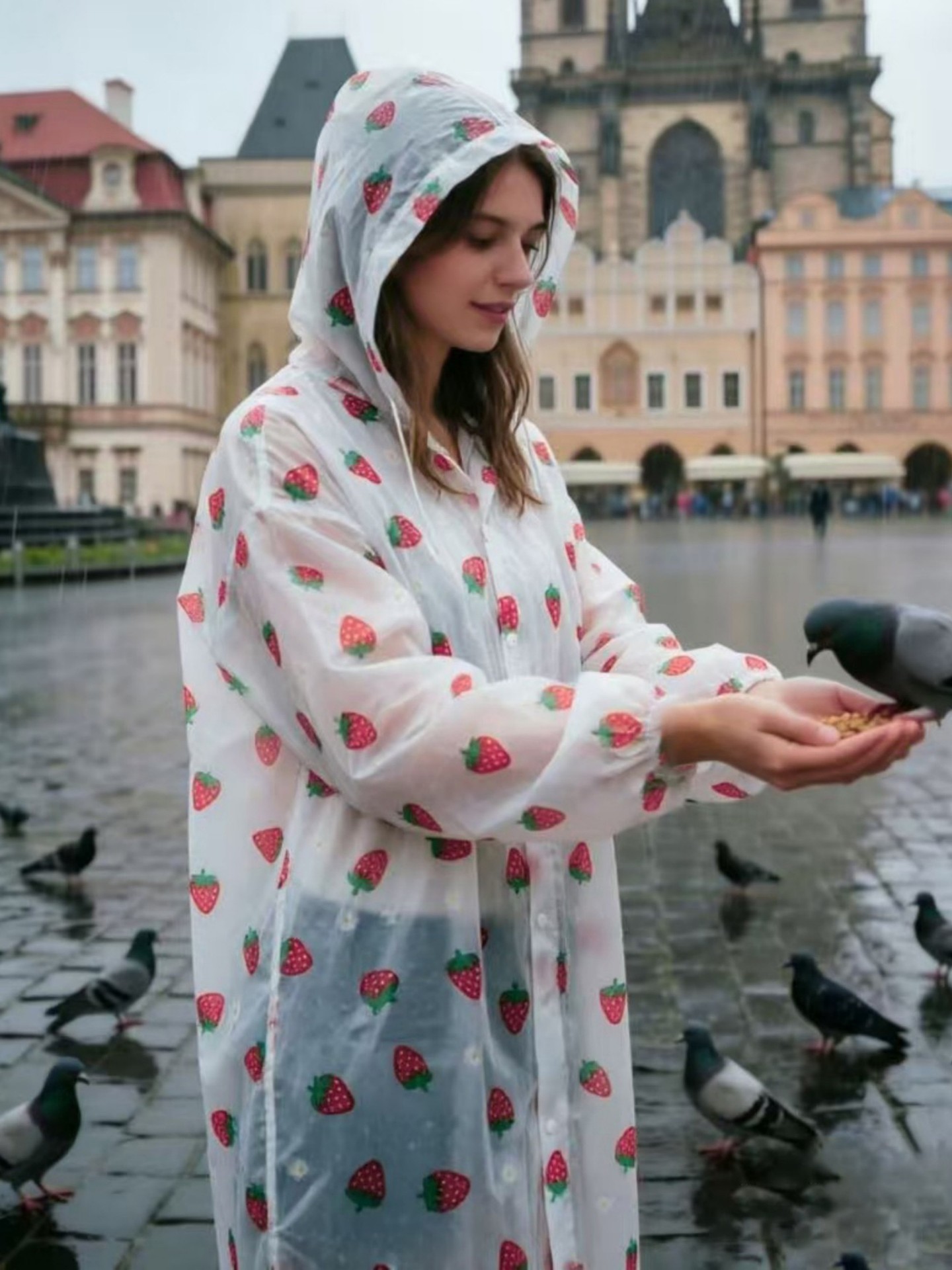 Strawberry Pattern Raincoat