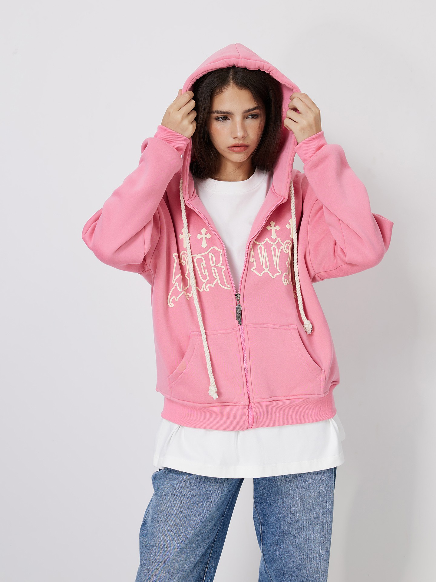 Napping Printed Zip Up Hoodie