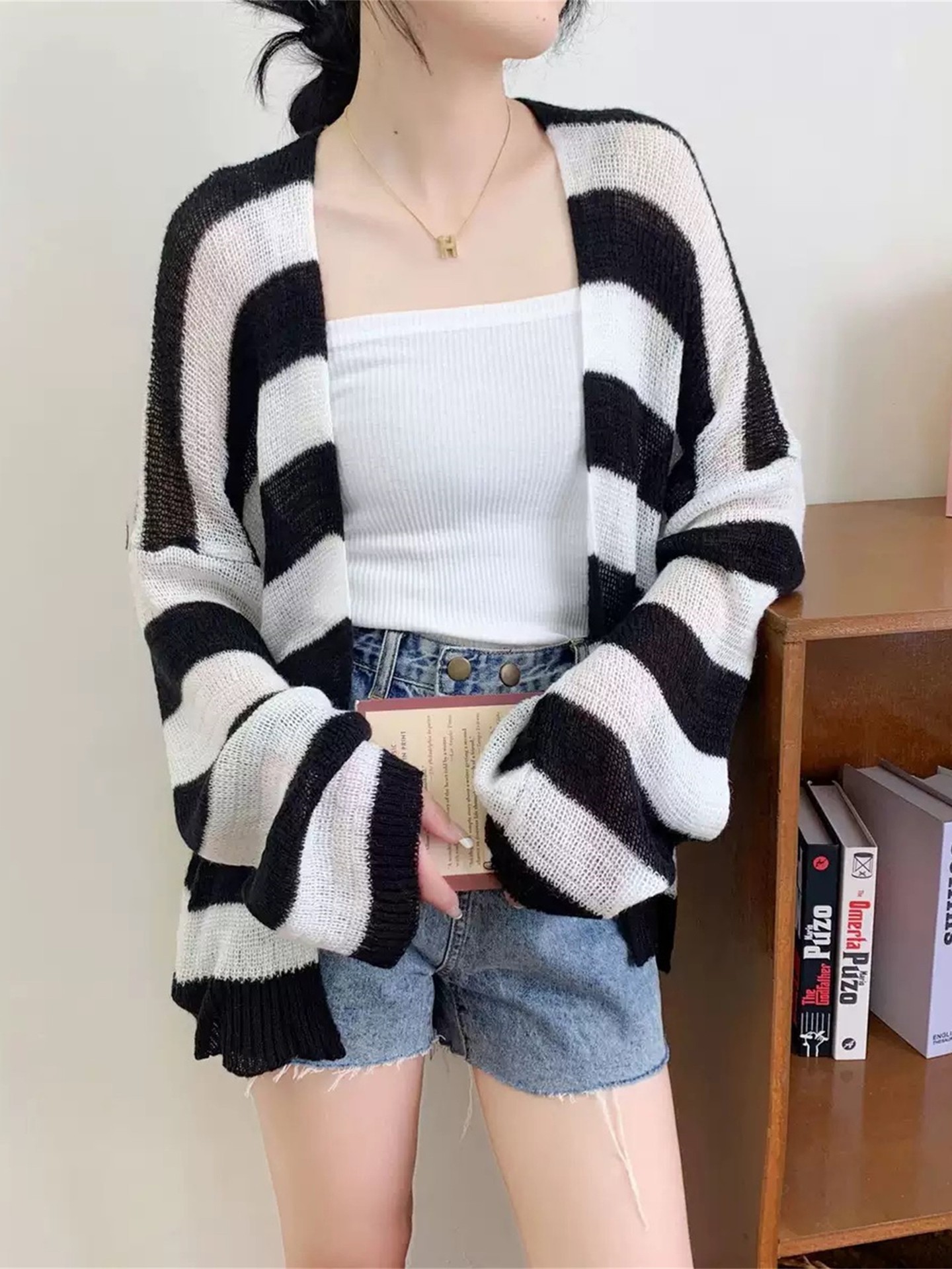 Contrast Knit Cardigan