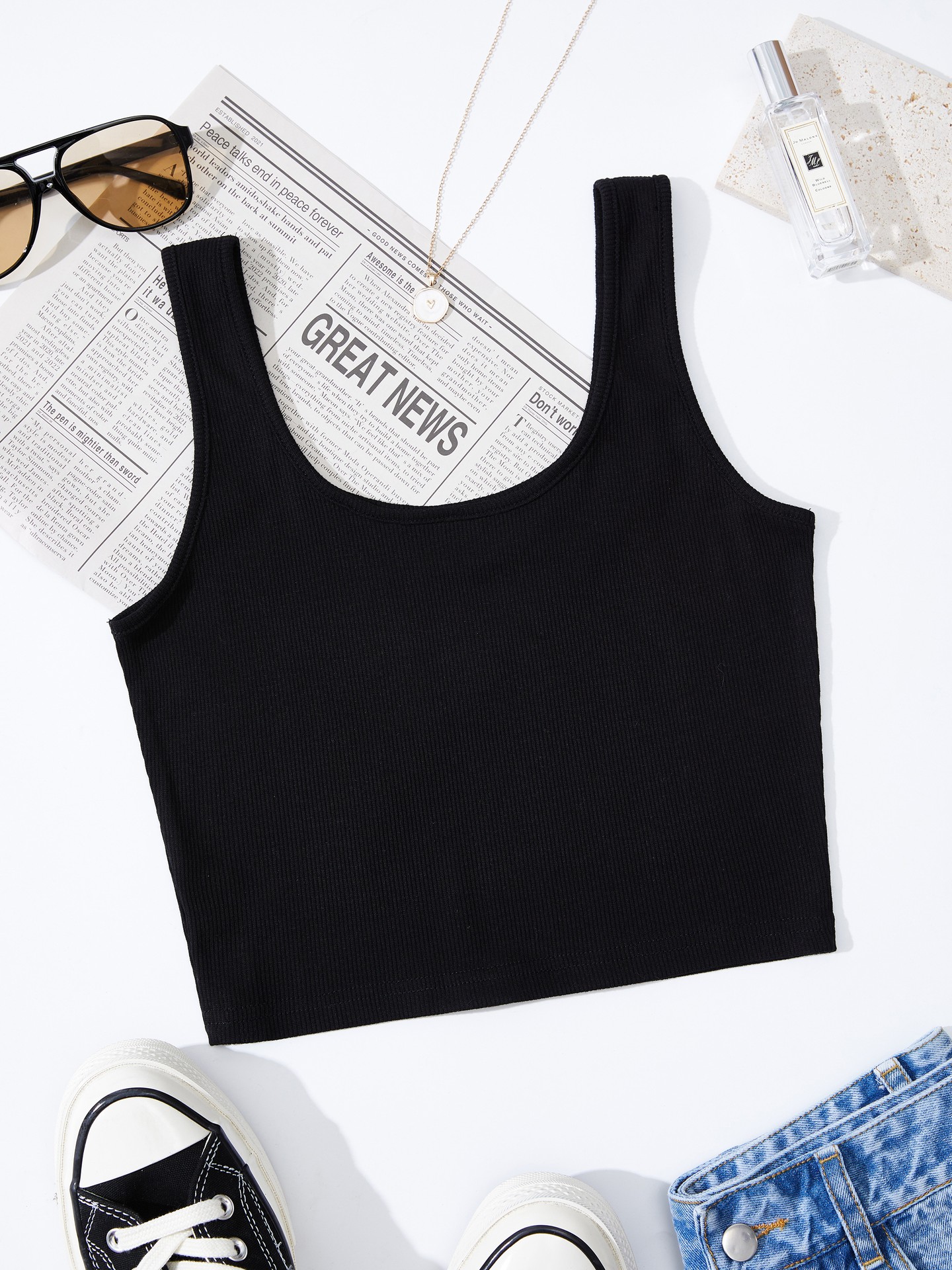 Ribbed Crop Sleeveless Tank Top