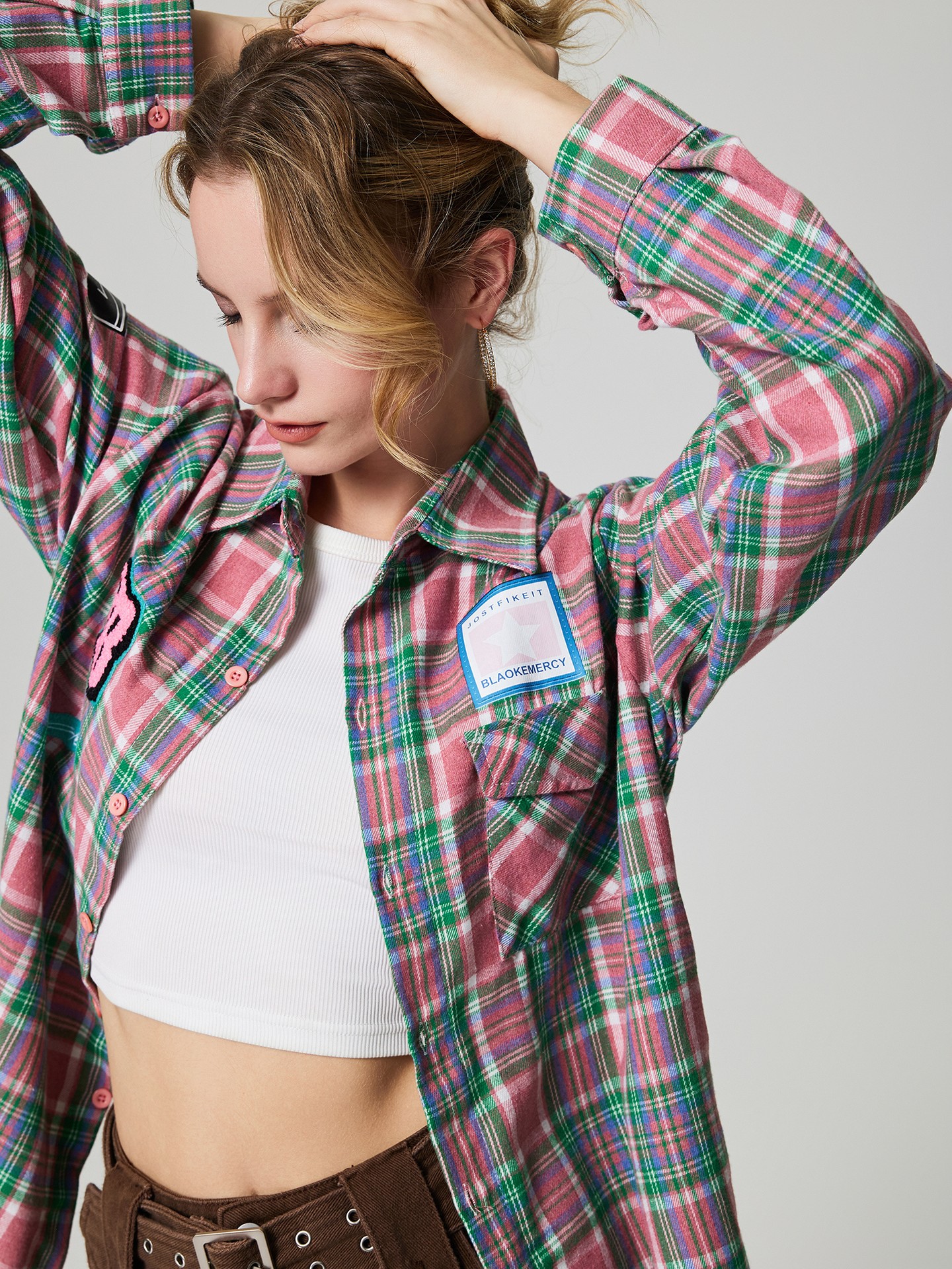 Patched Placket Blouse