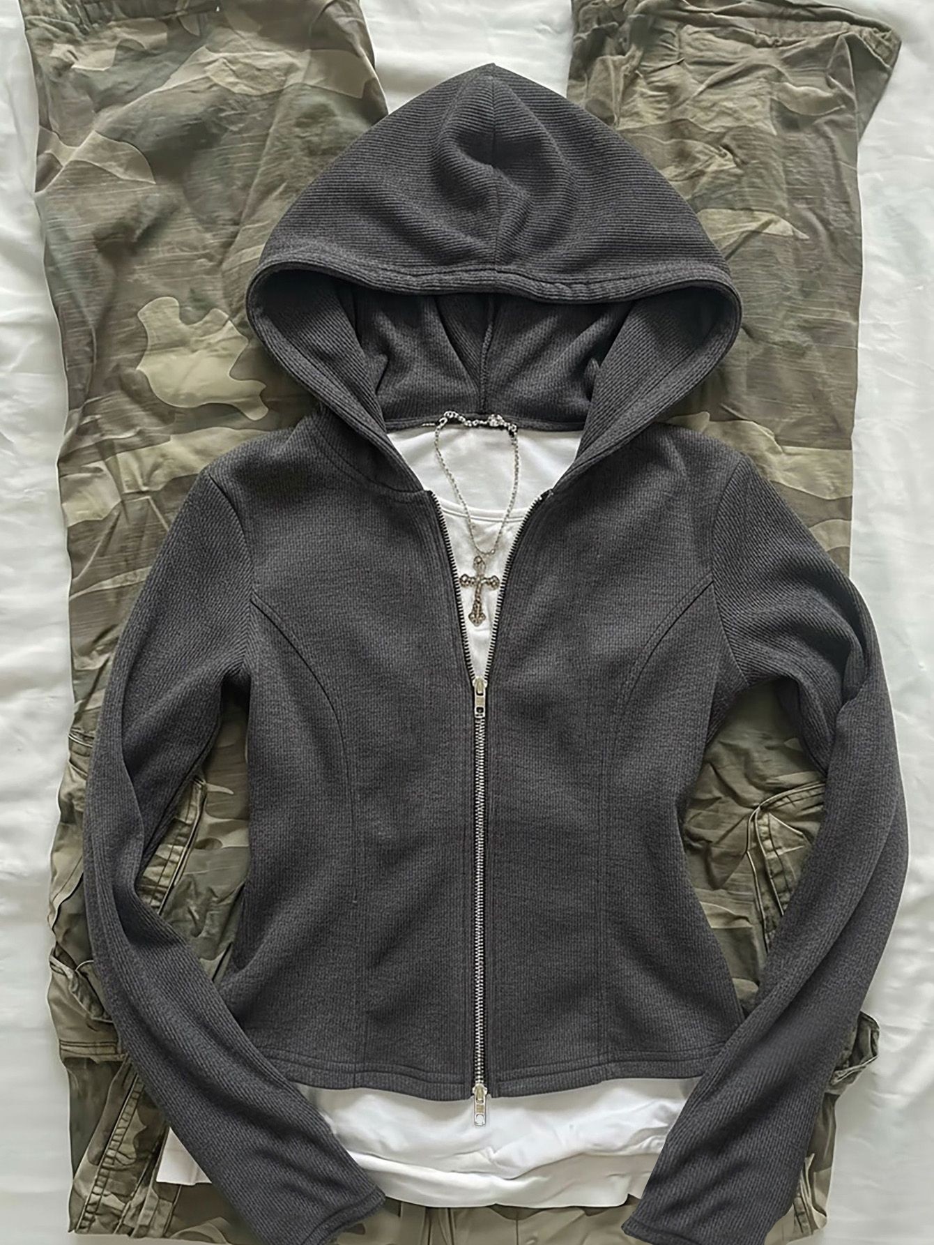 Two-way Zipper Zip Up Sweatshirt