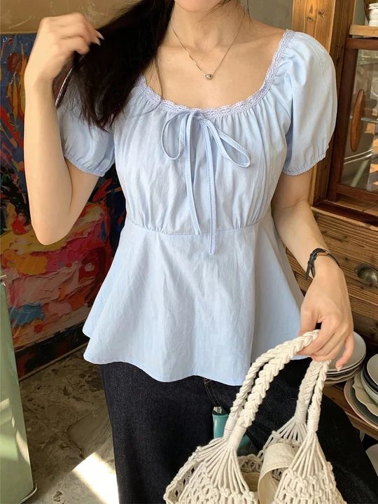 Puff Sleeve Jacquard Peplum Top | Savana | Bestsellers