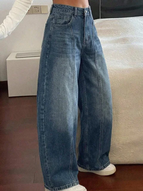 High Waist Medium Wash Vintage Wide Leg Jeans