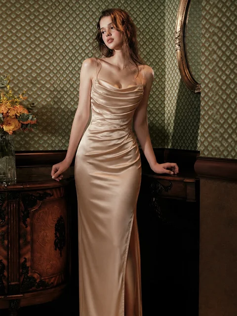 Gathered Slip Dress