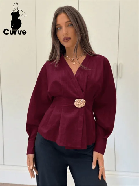 Plus Size Placket Blouse