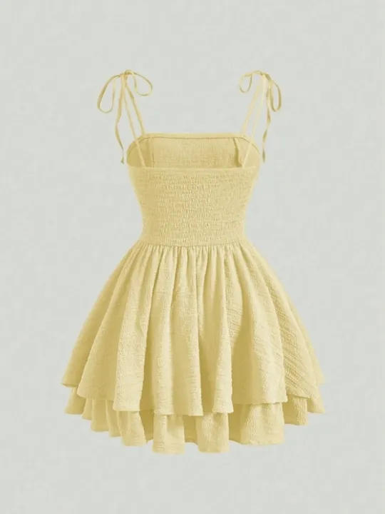 Golden Hour Tie-Strap Ruched Mini Slip Dress view 2