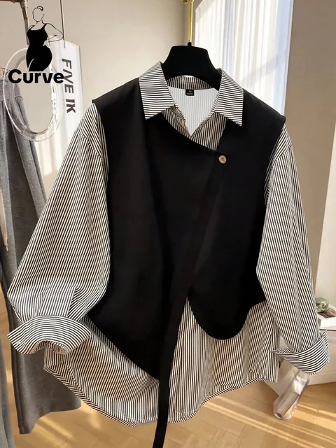 Plus Size Asymmetric Placket Blouse