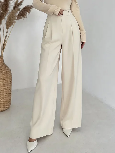 Pleated Straight Leg Pants