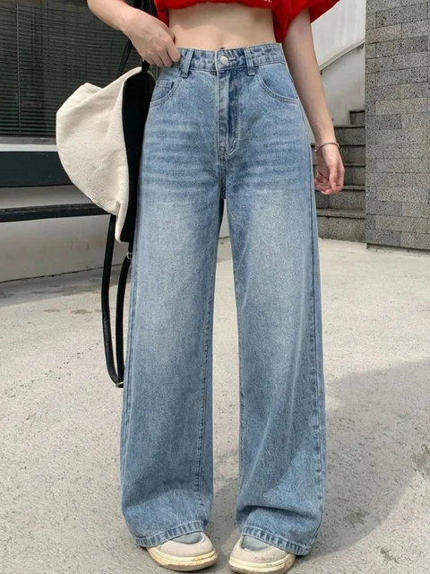 High Waist Light Wash Wide Leg Jeans