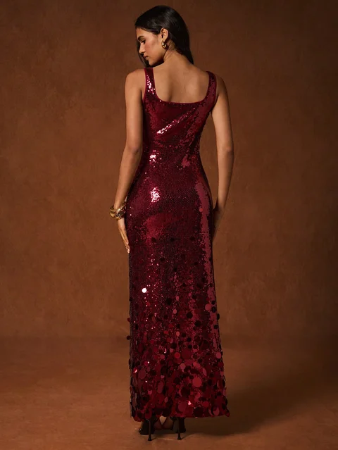 Metallic Decor Cocktail Dress