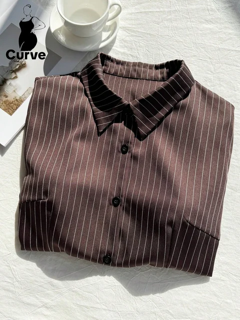 Plus Size Belted Placket Blouse