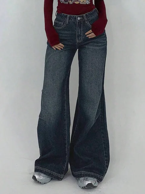 High Waist Dark Wash Flare Leg Jeans
